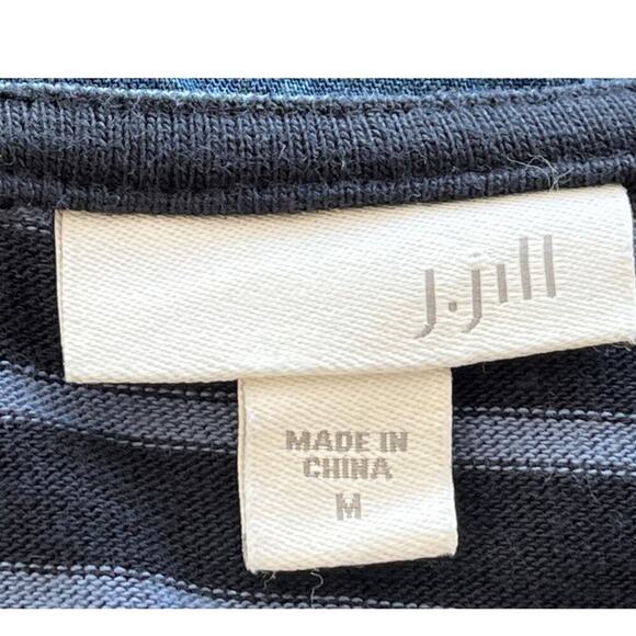 J.Jill Womens M Blue Striped Pullover Shift Pockets Chambray Collar/finish - Picture 3 of 7
